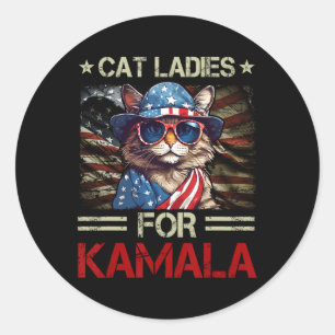 Sticker Rond Les Dames Pour Kamala Drôle Chat 2024 Président Ka