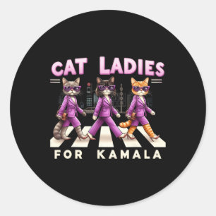 Sticker Rond Les Dames Pour Kamala Voter Kamala Harris 2024 Cat