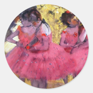 Sticker Rond Les danseurs roses, avant le ballet par Edgar Dega