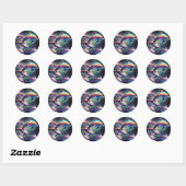 Sticker Rond Les dauphins dans l'espace (Feuille)