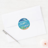 Sticker Rond Les dauphins nageant sous la mer (Enveloppe)