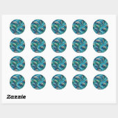 Sticker Rond Les dauphins nagent (Feuille)