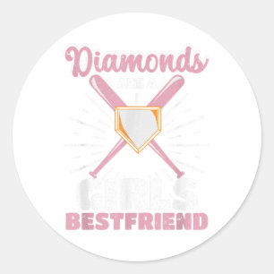 Sticker Rond Les Diamants Sont Une Fille Meilleur Ami De Baseba