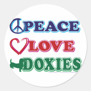 Sticker Rond Les Doxies De L'Amour De La Paix - Dachsund