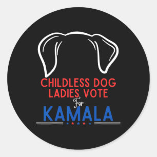 Sticker Rond Les Drôle Drôle Des Dames De Chien Sans Enfant Vot