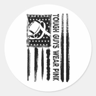 Sticker Rond Les durs portent un sein rose Cancer Footll améric