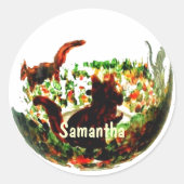 Sticker Rond Les écureuils d'automne de la faune (Devant)