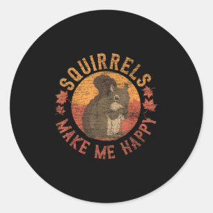 Sticker Rond Les écureuils me rendent heureux - Écureuil vintag