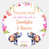 Sticker Rond Les éléphants mariages indiens cerise fleurs faveu (Devant)
