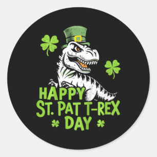 Sticker Rond Les enfants heureux St Pat Trex Day Dino St Patric