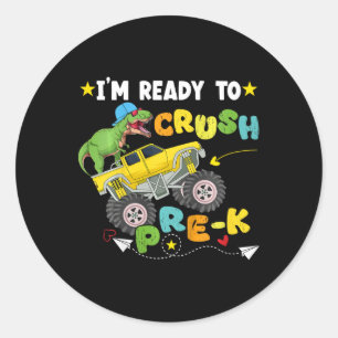 Sticker Rond Les enfants, je suis prêt à écraser le camion de d
