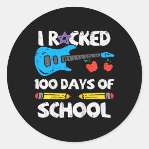 Sticker Rond Les Enfants Ont Rocké 100 Jours De Guitare Sm 100E