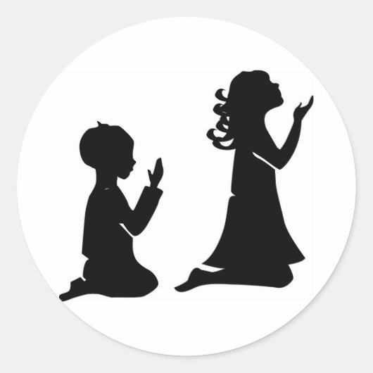 Sticker Rond Les enfants priant Silhouettes noires (Devant)