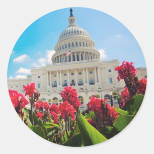 Sticker Rond Les Etats-Unis, Washington DC, bâtiment de capito
