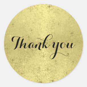 Sticker Rond Les étoiles de Noël "Merci" sur Faux Foil