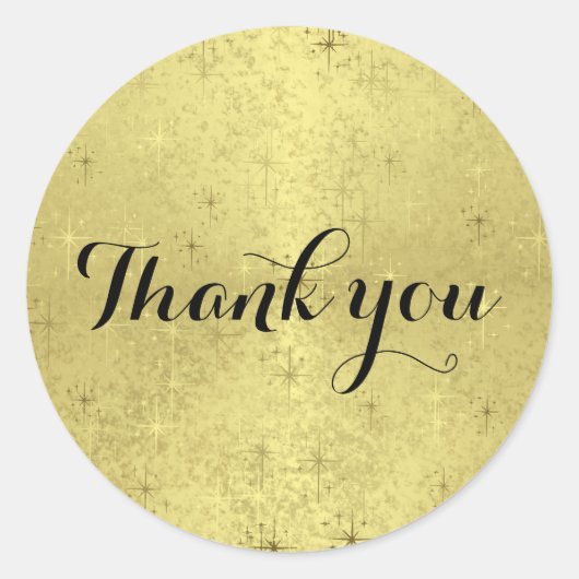 Sticker Rond Les étoiles de Noël "Merci" sur Faux Foil (Devant)