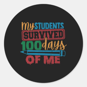 Sticker Rond Les étudiants ont survécu 100 Jours de moi Enseign