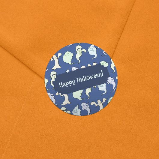 Sticker Rond Les fantômes Hantés Halloween Pixel Motif d'art