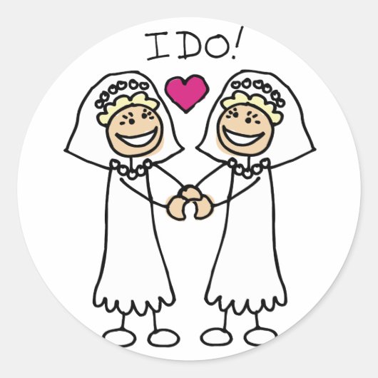Sticker Rond Les faveurs du mariage lesbien (Devant)