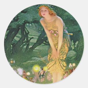 Sticker Rond Les fées au clair de lune