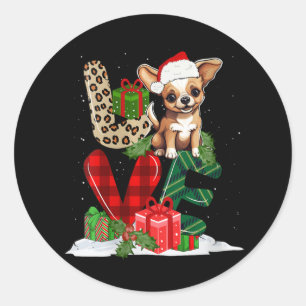 Sticker Rond Les femmes aiment Chihuahua Chig Buffalo Plaid Amo