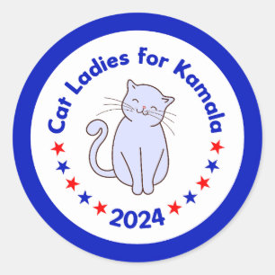 Sticker Rond Les femmes au chat pour l'élection de Kamala 2024