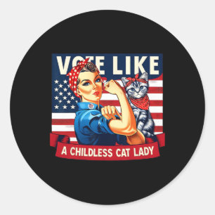 Sticker Rond Les femmes au chat votent Kamala