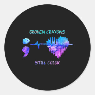 Sticker Rond Les Femmes Crayons Craqués Est Toujours Couleur Ca