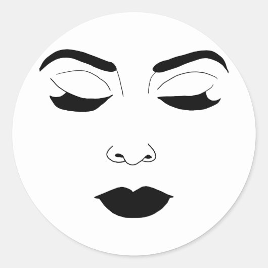 Sticker Rond Les femmes face les yeux fermés maquillage beauté  (Devant)