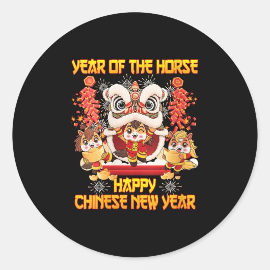 Sticker Rond Les Femmes Joyeuses Du Nouvel An Chinois 2026 Anné (Devant)
