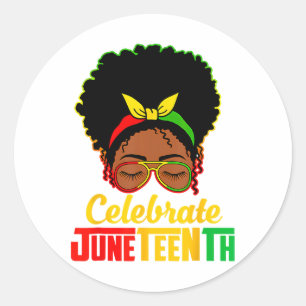 Sticker Rond Les femmes noires Messy Bun JunetDix Célébrent Ind
