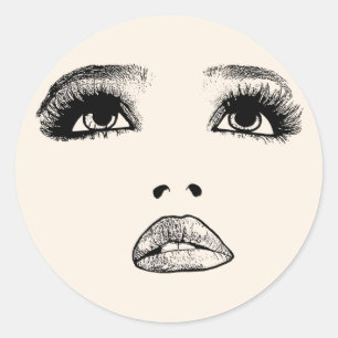 Sticker Rond Les femmes regardent vers le haut Maquillage Beaut
