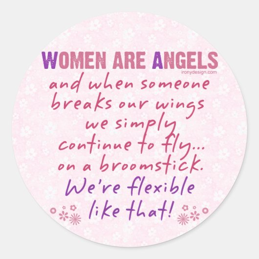 Sticker Rond Les femmes sont des anges (Devant)