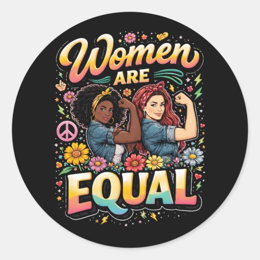Sticker Rond Les femmes sont égales (Devant)