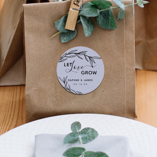 Sticker Rond Les Feuilles Laurel laissent l'amour grandir Maria