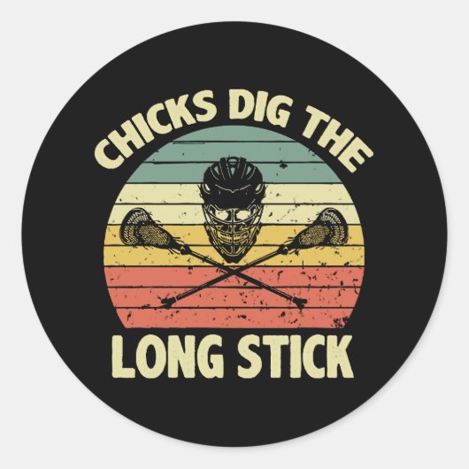 Sticker Rond Les filles adorent le long bâton (Devant)
