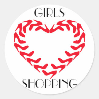 STICKER ROND LES FILLES AIMENT FAIRE DU SHOPPING
