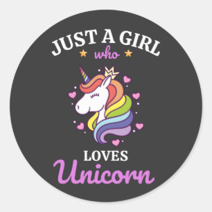 Sticker Rond Les filles aiment le club de fans de Unicorn