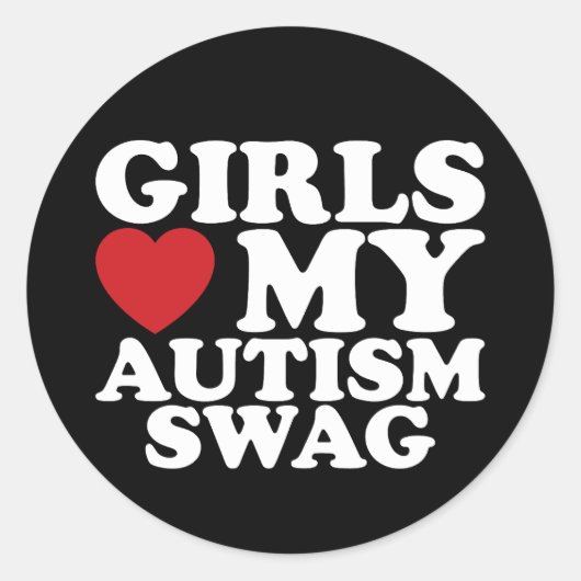 Sticker Rond Les filles aiment mon autisme Swag Sensibilisation (Devant)
