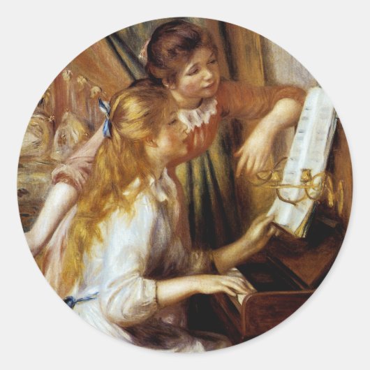 Sticker Rond Les filles au piano (Devant)