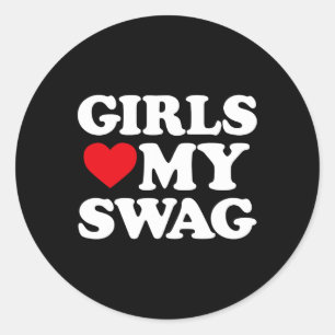 Sticker Rond Les filles Coeur Mon Swag Les filles Aiment Mon Sw