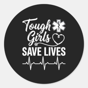 Sticker Rond Les filles courageuses sauvent des vies Ems ambula