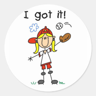 Sticker Rond Les Filles De Baseball Je L'Ai