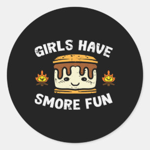 Sticker Rond Les filles de camping ont plus de plaisir Smore Fi