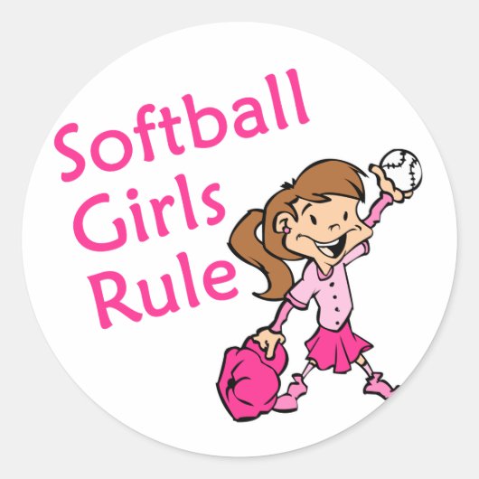 Sticker Rond Les filles du softball (Devant)