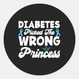Sticker Rond Les Filles Fun Diabète A Pris La Mauvaise Princess