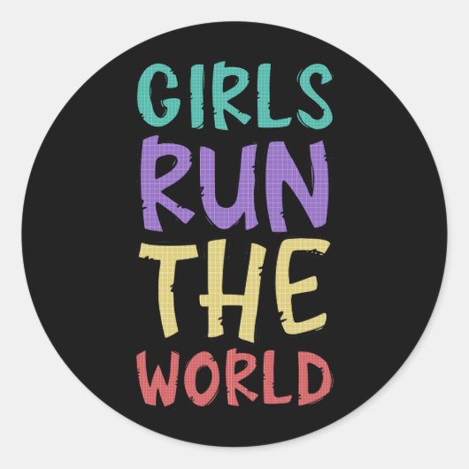 Sticker Rond Les Filles Gèrent Le Monde Féministe (Devant)