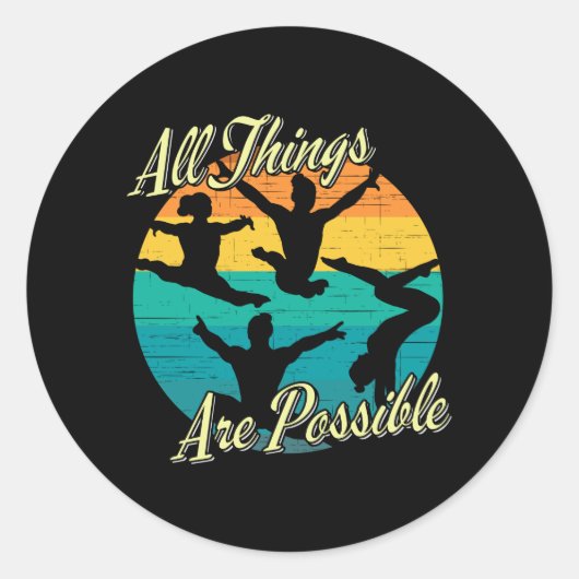 Sticker Rond Les filles Gymnastique - Tout est possible (Devant)