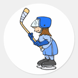 Sticker Rond Les filles jouent au hockey ! !