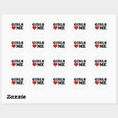 Sticker Rond Les Filles M'aiment (Feuille)
